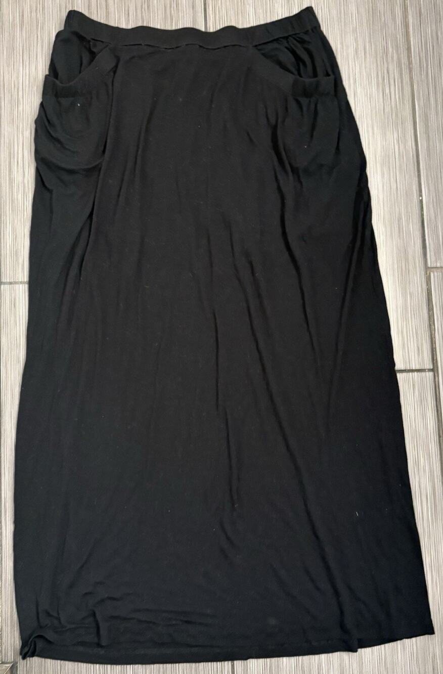 Theory Black Maxi Skirt Size Large Modal Pockets Stretch